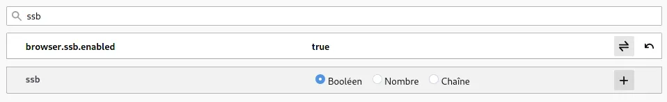 Config SSB dans Firefox