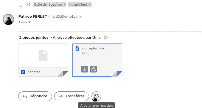 Message chiffrée dans Gmail